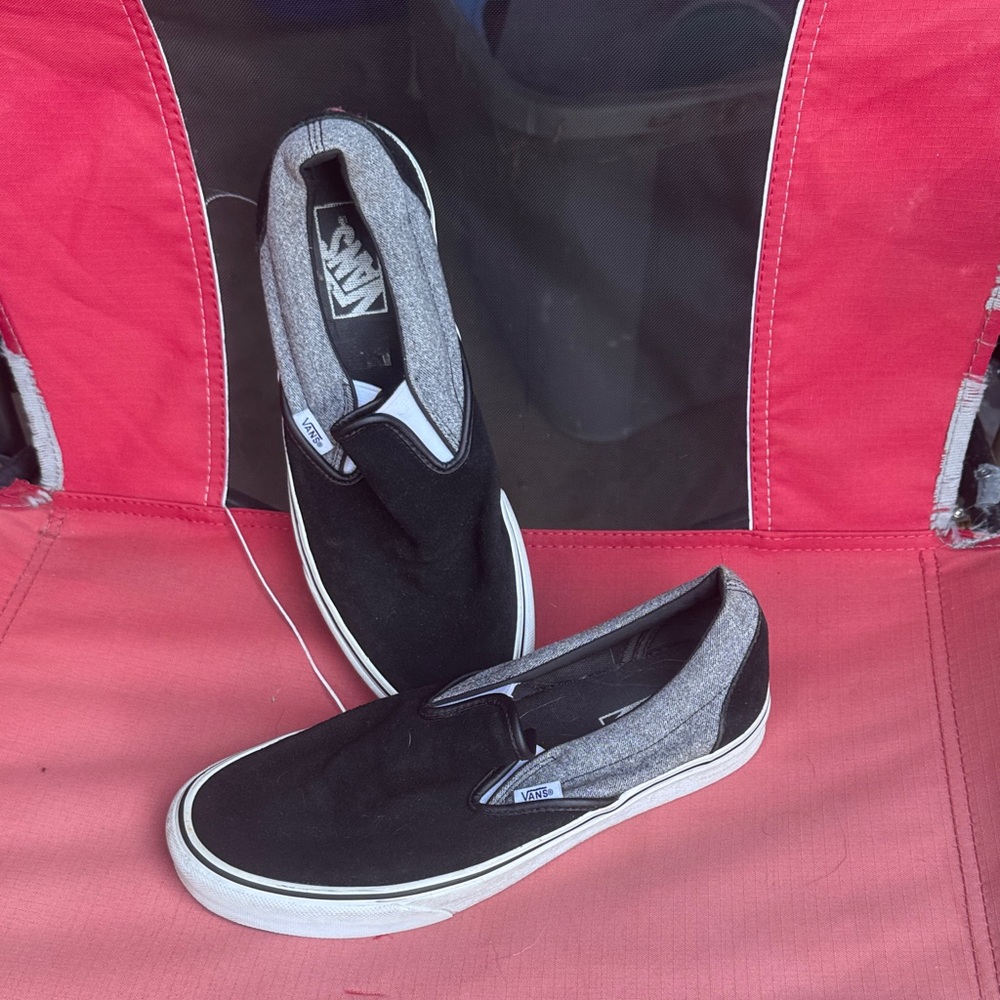 Vans Black and Gray Loafers